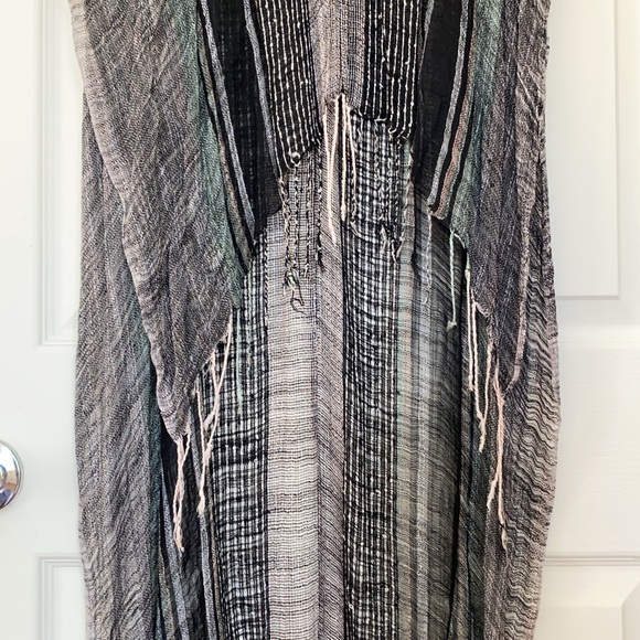 free people semi sheer stripe poncho swim cover up - Picture 3 of 5